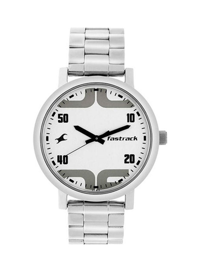 fastrack Men BOLD WHITE DIAL SILVER STAINLESS STEEL STRAP WATCH - Image 1