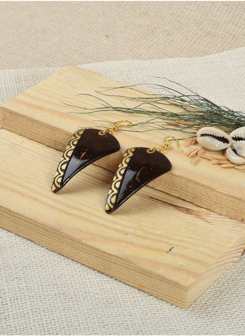 N & H - N&H Eco-friendly Handmade Jewellery 4 Pairs Coconut Wooden Earrings Lightweight Hoopwire Earrings Bohemian Pendant Dangle Earrings Set - Image 1