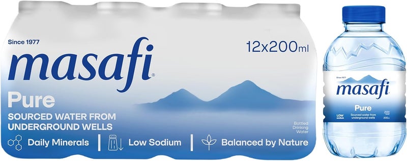 Masafi Pure Low Sodium Natural Water - 200ml (Pack of 12) - Image 1