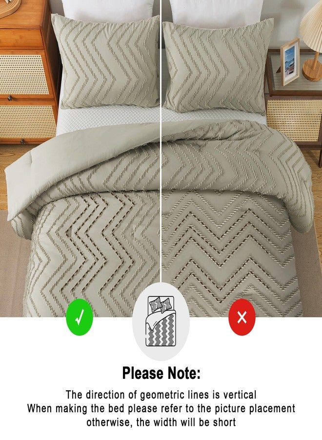 Andency طقم لحاف أندينسي بلون الشوفان، مقاس كاليفورنيا كينج، طقم لحاف ناعم ودافئ محايد اللون، مقاس كاليفورنيا كينج، مكون من 3 قطع، بتصميم ريفي أنيق بنمط شيفرون، طقم مفروشات بوهيمي لطيف. - Image 5