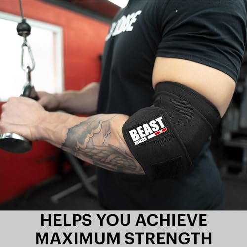 STEIGEN FITNESS BEAST MODE Elbow Wraps for Weightlifting Elbow Support For Gym Elbow Straps for Weight Lifting GYM Training. (Black) Polyester - Image 4