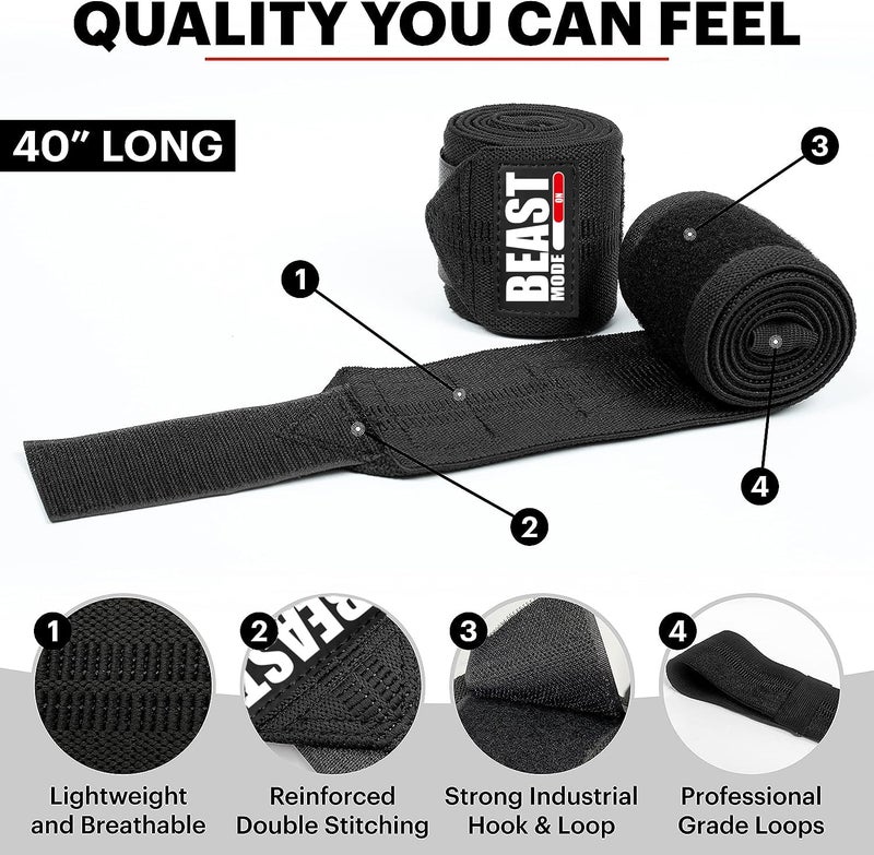 STEIGEN FITNESS BEAST MODE Elbow Wraps for Weightlifting Elbow Support For Gym Elbow Straps for Weight Lifting GYM Training. (Black) Polyester - Image 2