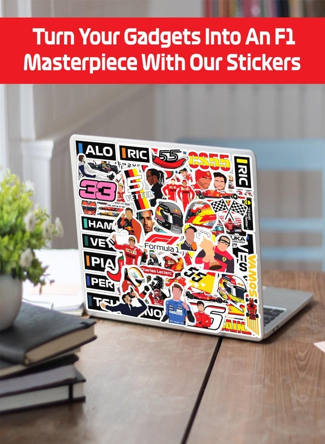 True Flair Trueflair Pack of 61 F1 Car Racing Vinyl Laptop Stickers, Random Designs, for Laptop, Journal, Bike Helmet, Diary, Guitar, Mobile, Waterproof, Self-Adhesive (F1 - CAR) - Image 3