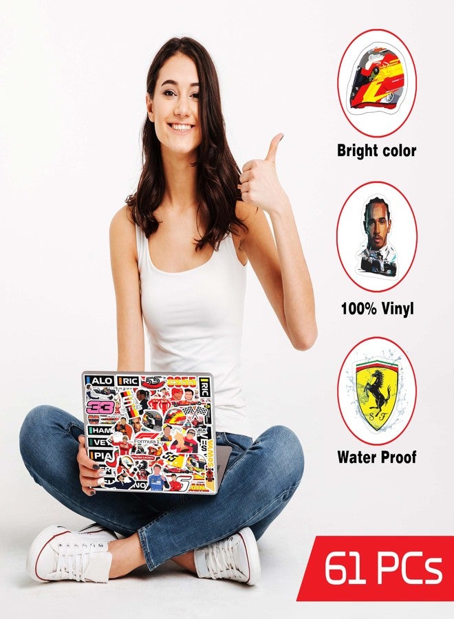 True Flair Trueflair Pack of 61 F1 Car Racing Vinyl Laptop Stickers, Random Designs, for Laptop, Journal, Bike Helmet, Diary, Guitar, Mobile, Waterproof, Self-Adhesive (F1 - CAR) - Image 5