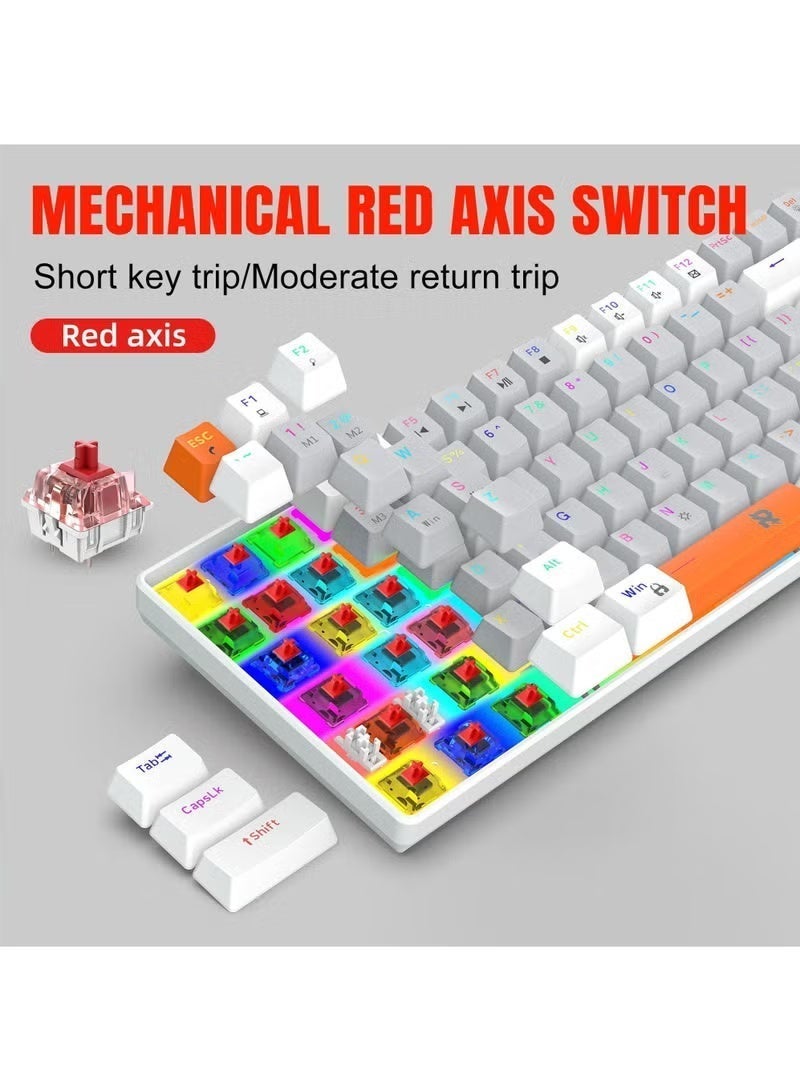 روك بو مجموعة لوحة مفاتيح وماوس ميكانيكية للألعاب مع إضاءة خلفية RGB LED، استجابة سريعة، سلكية USB، مقاومة للماء، 84 مفتاحًا، تصميم مريح وخفيف الوزن للغاية، مستشعر بصري بدقة 12800 نقطة في البوصة، متوافقة مع أنظمة ويندوز/ماك/أندرويد والكمبيوتر الشخصي. - Image 4