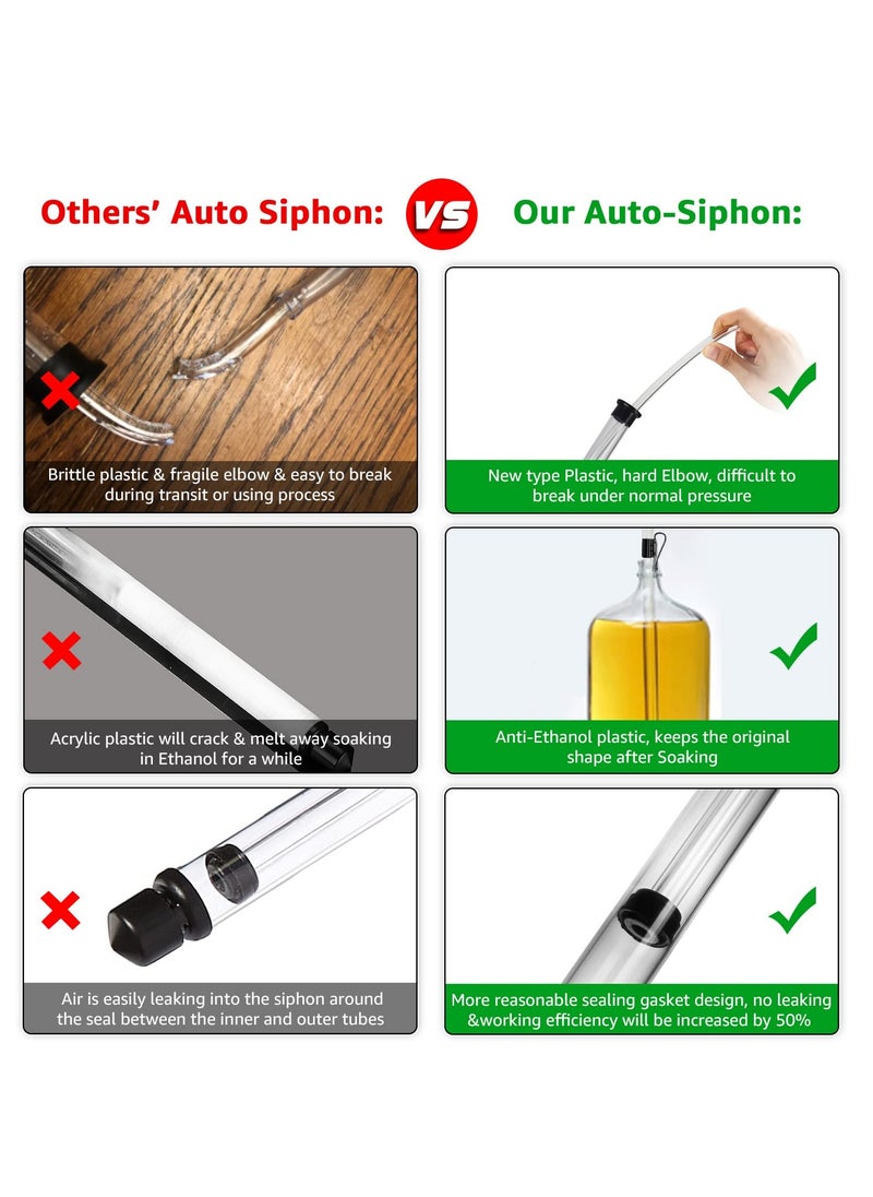 45 cm Auto Siphon Kit with Tubing, 2 Pieces, 17.7 Inch, Built in Pump, Plastic Racking Cane Liquid Processing Filter, Homebrew Fermentation Siphoning Kit with Stabilizer Clip Clamp
