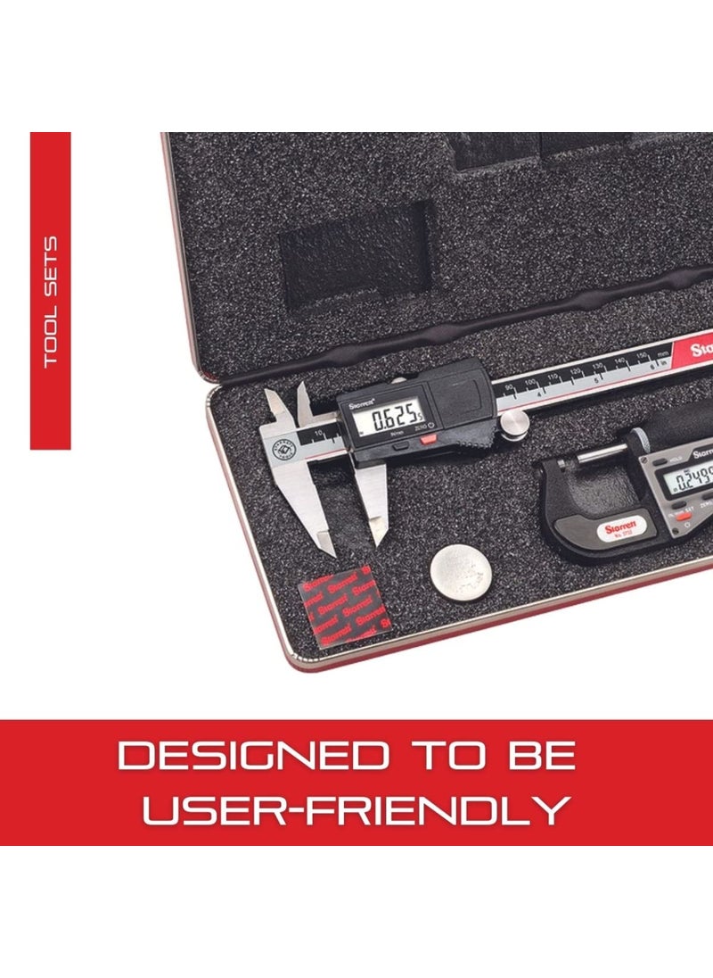 Starrett Starrett Basic Electronic Tool Set with 6 Slide Caliper and 1 Micrometer in a Protective Case for Electronic Measuring  Without Output Quick and Easy Adjustment  S766AZ  - Image 4