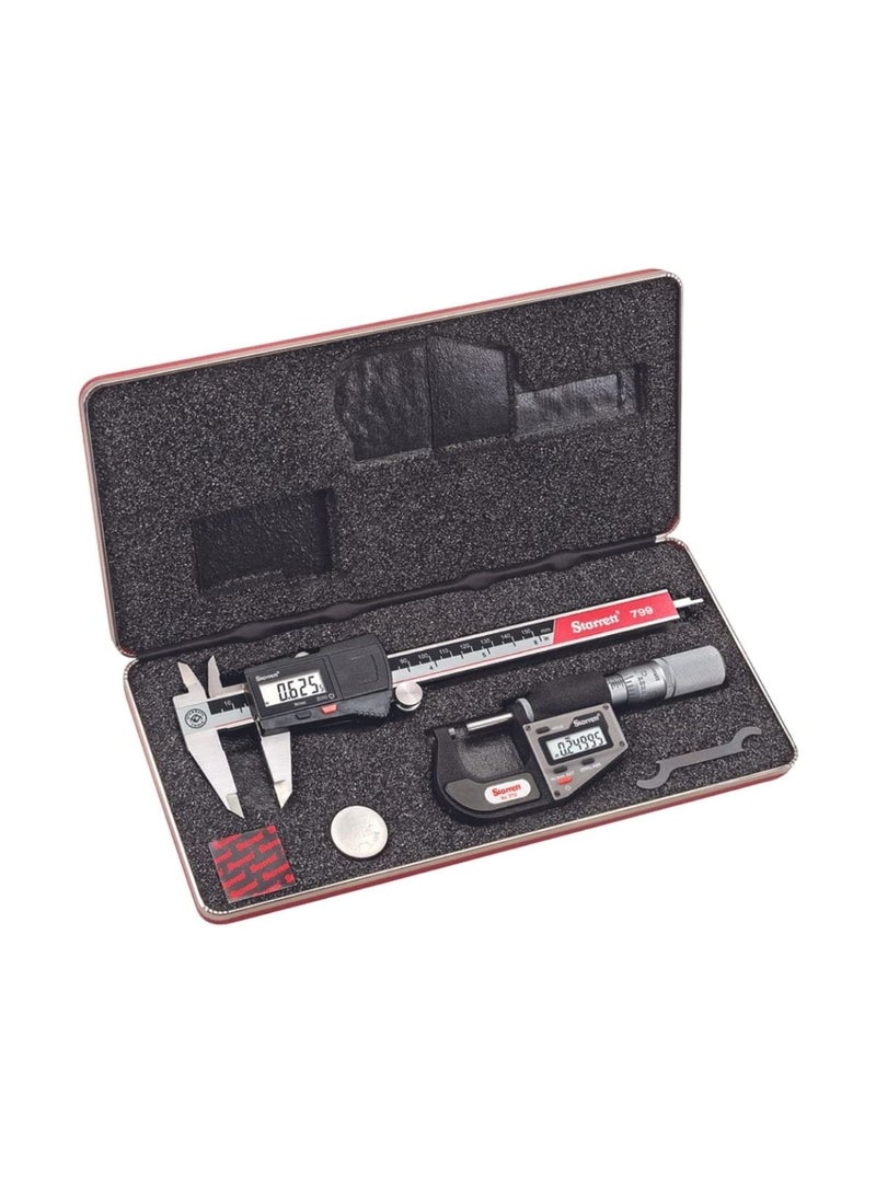 Starrett Starrett Basic Electronic Tool Set with 6 Slide Caliper and 1 Micrometer in a Protective Case for Electronic Measuring  Without Output Quick and Easy Adjustment  S766AZ  - Image 1