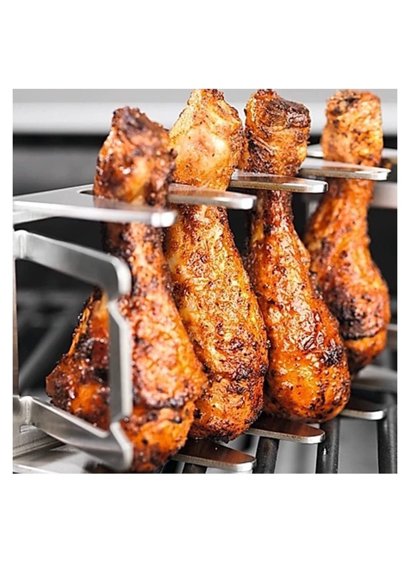 SYOSI - SYOSI BBQ Grill Rack, Chicken Leg and Wing Rack for Grill Smoker Oven, Multifunctional Chicken BBQ Grill Rack for Smoking Grilling Rib Rack,Picnic Camping Baking Cooking BBQ Tools - Image 1