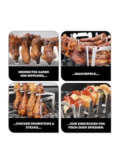 SYOSI SYOSI BBQ Grill Rack, Chicken Leg and Wing Rack for Grill Smoker Oven, Multifunctional Chicken BBQ Grill Rack for Smoking Grilling Rib Rack,Picnic Camping Baking Cooking BBQ Tools  - Image 4
