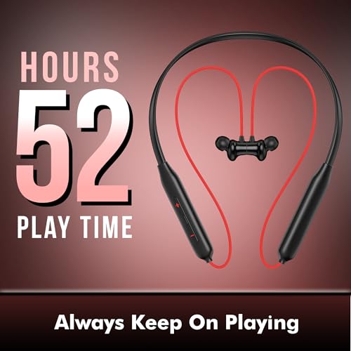 Kratos N4 Bluetooth Neckband with 52H Playtime, Deep Bass, Stereo Sound, HD Calls, Magnetic Earbuds, Type-C Fast Charging, Rich Audio, Hollow Switch for Comfort & Style - Image 3