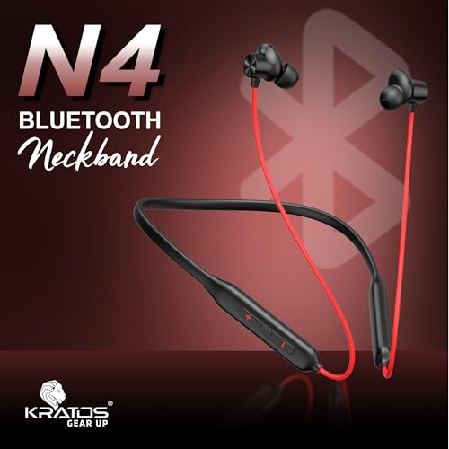 Kratos N4 Bluetooth Neckband with 52H Playtime, Deep Bass, Stereo Sound, HD Calls, Magnetic Earbuds, Type-C Fast Charging, Rich Audio, Hollow Switch for Comfort & Style - Image 2