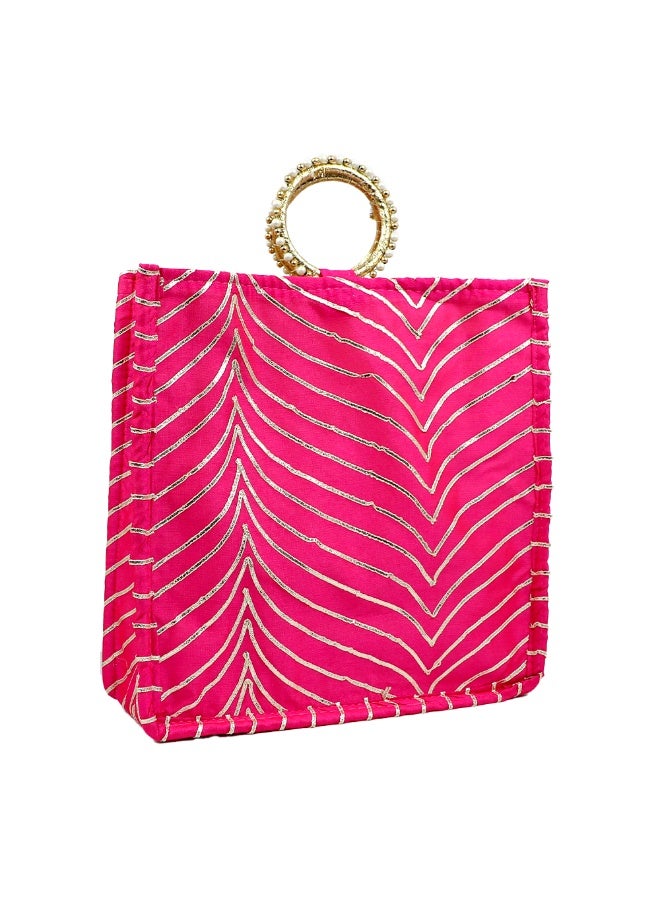 Madhoor Fancy Rose Decorative Potli Gift Bag (Batwa) for Wedding Favours, Jewellery, Coins, Sweets, Pooja Items & Festive Gifting, 25 cm, 1 Piece - Image 1