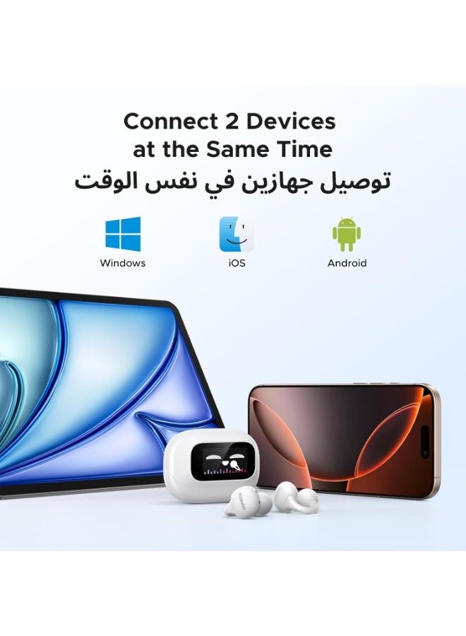 UGREEN ECO ClipBuds Magic, Open-Ear Earbuds with Smart Touchscreen, Custom Wallpaper, Bluetooth Camera Remote Control, Clip On Earphones Wireless, 30H Playtime, IPX5, for Android Phones/iPhone 17 Pro Max - Image 3