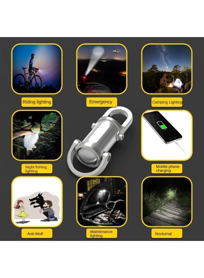 كشاف ميدالية مفاتيح قابل لإعادة الشحن – مصباح LED صغير بمنفذ USB-C مع أوضاع إضاءة متعددة، قاعدة مغناطيسية، كشاف جيب مدمج للتخييم والطوارئ والاستخدام اليومي - Image 5