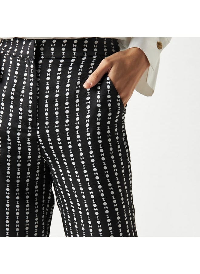 Iconic Iconic All-Over Print Wide Leg Pants with Elasticated Waist and Pockets  - Image 4