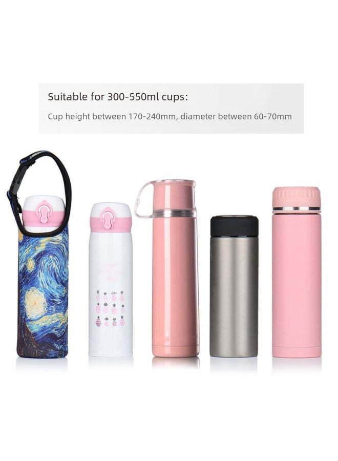Thermos Cup Cover Elastic Protective Cover Thickened Cartoon Water Cup Cover Diving Cloth Simple Cup Cover Printing Set-Color:Corner-Capacity:300-600ml - Image 4