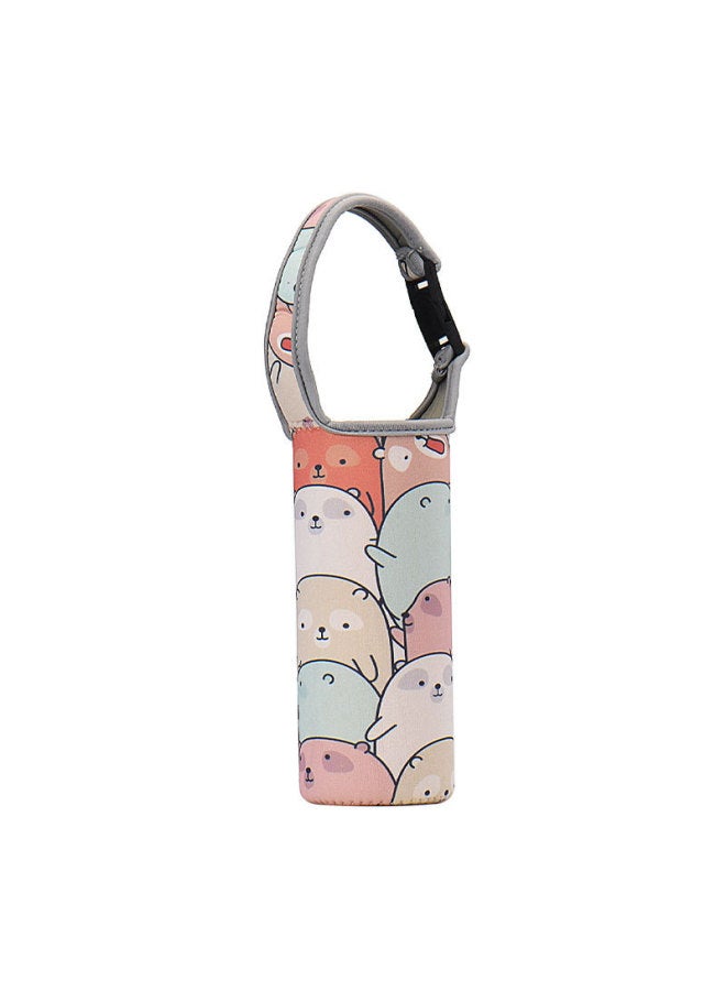 Thermos Cup Cover Elastic Protective Cover Thickened Cartoon Water Cup Cover Diving Cloth Simple Cup Cover Printing Set-Color:Corner-Capacity:300-600ml - Image 1