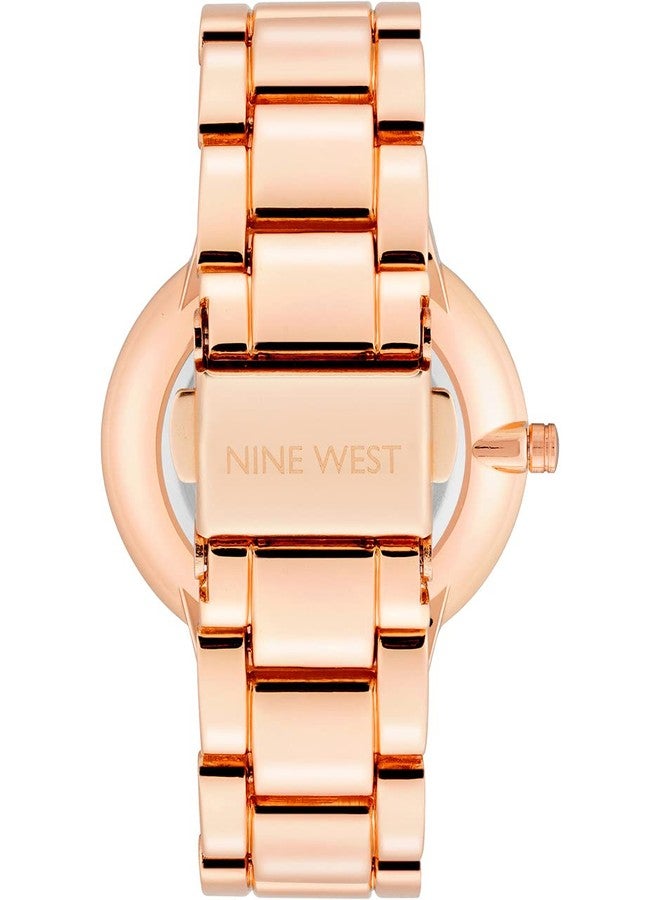 Nine West Women's Crystal Accented Bracelet Watch, Pink/Rose Gold, Quartz Movement - Image 4
