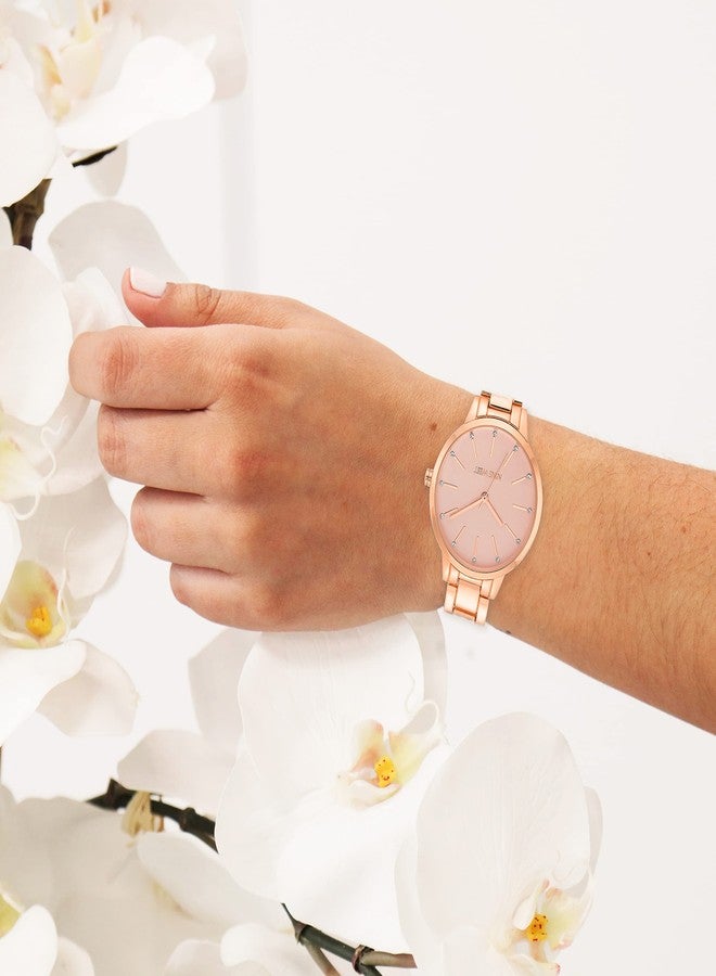 Nine West Women's Crystal Accented Bracelet Watch, Pink/Rose Gold, Quartz Movement - Image 3