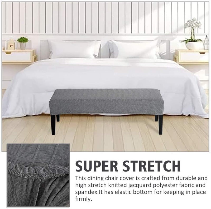 Street27® High Stretch Jacquard Dining Bench Cover Elastic Chair Covers - Anti-Dust Removable Bench Slipcover Washable Bench Seat Protector Cushion Cover for Living Room, Bedroom, (Light Grey) - Image 3