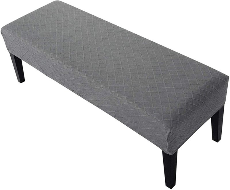 Street27® High Stretch Jacquard Dining Bench Cover Elastic Chair Covers - Anti-Dust Removable Bench Slipcover Washable Bench Seat Protector Cushion Cover for Living Room, Bedroom, (Light Grey) - Image 1