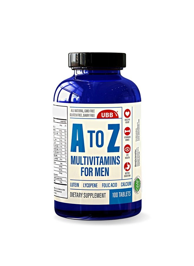 UBB - A To Z Multivitamin And Multimineral Supplement For Men 3 Month Supply Vitamins A C D E K B1 B2 B6 B12 Magnesium Calcium Biotin Potassium Zinc Antioxidants For Heart & Immune Health (100 Count) - Image 1