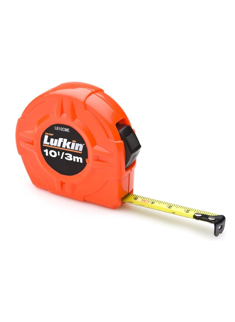Lufkin 10’/3M Hi Viz Orange Clad Power Return Tape Measure  - Image 1