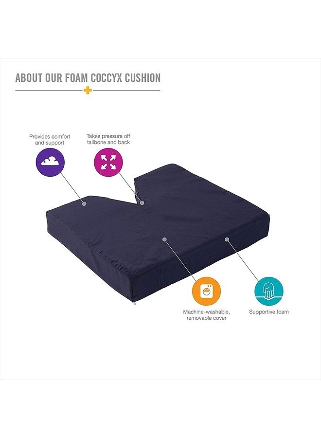 DMI Comfort Contoured Foam Coccyx Seat Cushion for Chair or Wheelchair - Helps with Sciatica Back Pain, Navy - Image 2