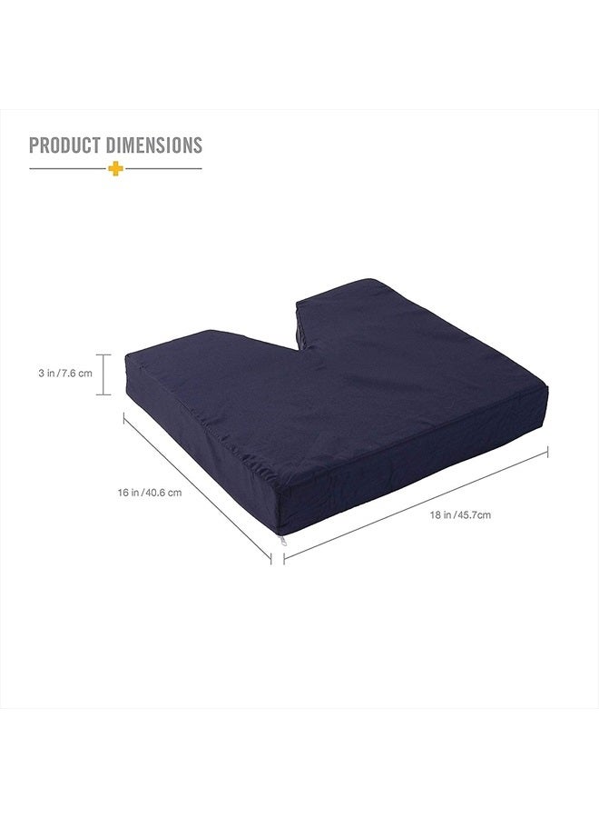DMI Comfort Contoured Foam Coccyx Seat Cushion for Chair or Wheelchair - Helps with Sciatica Back Pain, Navy - Image 3