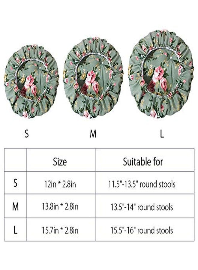 TINTON LIFE 12" Padded Round Bar Stool Cover Cushion with Elastic Fabric Round Chair Seat Cushion for Wooden Metal Stools Green - Image 2