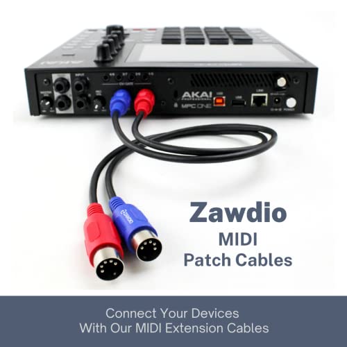 ZAWDIO MIDI Patch Cable Set of 2-5-Pin DIN Male to Male 18" Extension Adapter Cables - Image 2