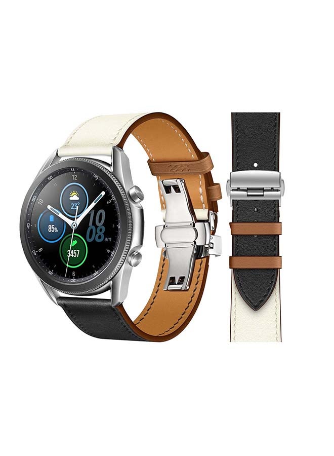 Perfii Replacement Band For Samsung Galaxy Watch3 Noir/Blanc/Gold Swift - White Black - Image 1