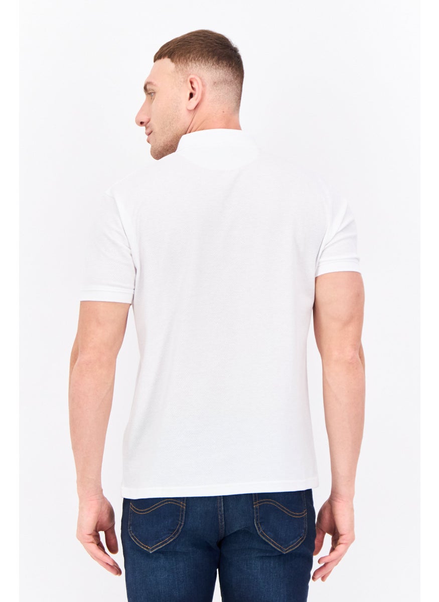 CROSSHATCH Men Regular Fit Embroidered Short Sleeves Polo, White  - Image 3