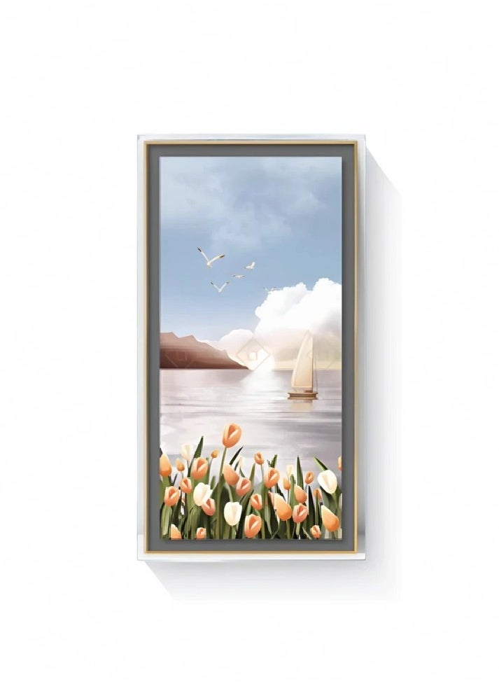 Neo Front Modern Flat Inkjet Print in Bright Gold Aluminum Frame - 70x140 cm LTD-22060029  - Image 1