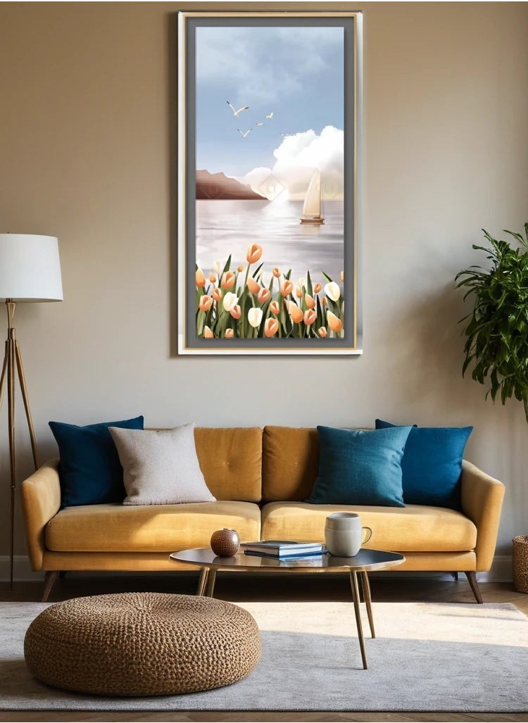 Neo Front Modern Flat Inkjet Print in Bright Gold Aluminum Frame - 70x140 cm LTD-22060029  - Image 3