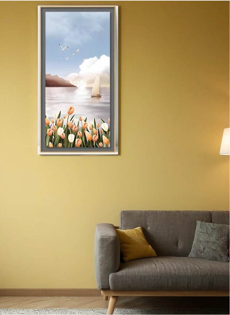 Neo Front Modern Flat Inkjet Print in Bright Gold Aluminum Frame - 70x140 cm LTD-22060029  - Image 4