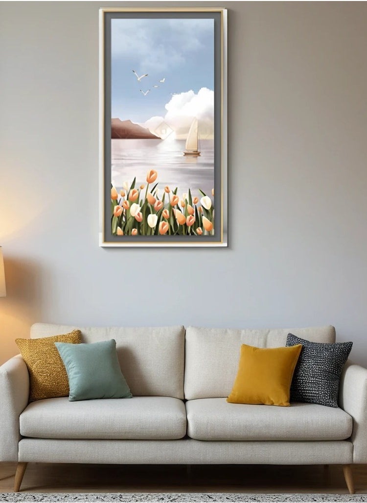 Neo Front Modern Flat Inkjet Print in Bright Gold Aluminum Frame - 70x140 cm LTD-22060029  - Image 5