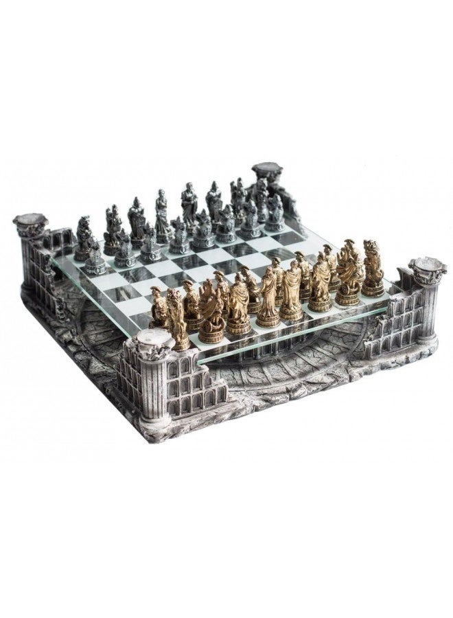 CHH 16.25" Roman Gladiators 3D Chess Set, Bronze And Silver Color, 2 Players  - Image 2
