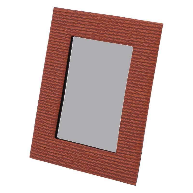 Brown Leather Picture Frame For Tabletop Display 6 Inch Photos Unique Textured Home Decor - Image 3