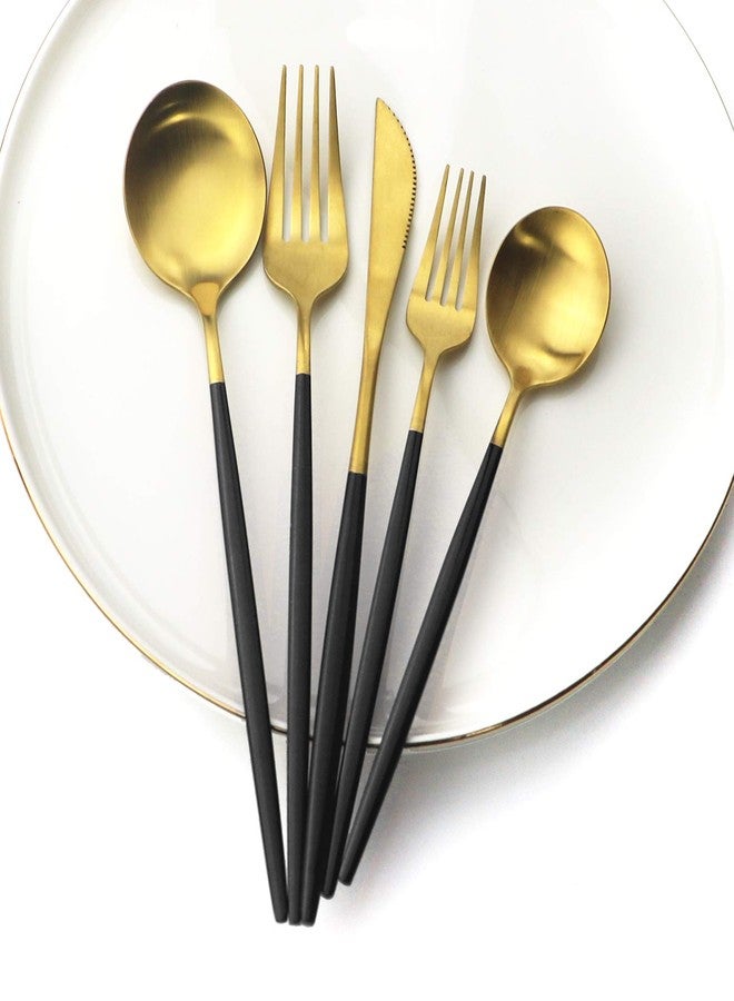 Snplowum 8-Piece Matte Black & Gold Dessert Spoon, 7.28 Inch Spoon Set, Stainless Steel Daily Use Spoon For Dessert Tea Ice Cream - Image 3