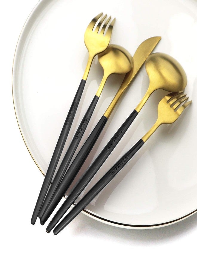 Snplowum 8-Piece Matte Black & Gold Dessert Spoon, 7.28 Inch Spoon Set, Stainless Steel Daily Use Spoon For Dessert Tea Ice Cream - Image 5