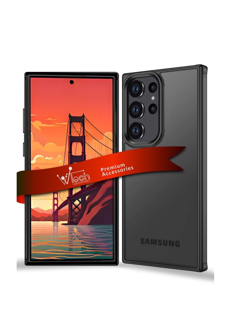 Wtech Hybrid Silicone With Translucent Back Case Cover For Samsung Galaxy S24 Ultra 5G 2024 Black - Image 1