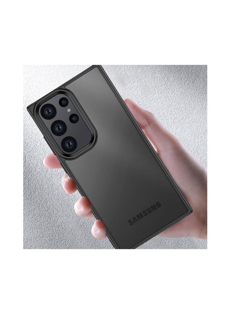 Wtech Hybrid Silicone With Translucent Back Case Cover For Samsung Galaxy S24 Ultra 5G 2024 Black - Image 2