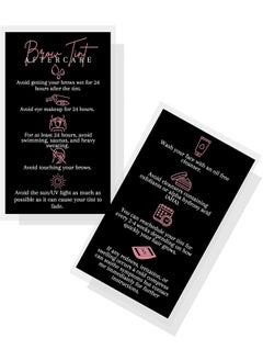 Boutique Marketing LLC Boutique Marketing LLC Brow Tint Aftercare Card  50 Pack  2x35 inch Business Cards  Matte Black with Rosey Pink Design 