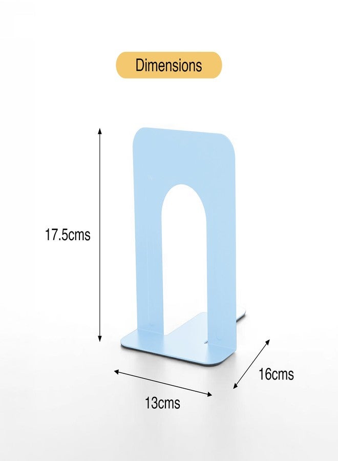oddpod™ Peblo Decorative Arch Design Heavy-Duty Metal Bookends/Non-Slip Base U-Shaped Book Holder for Office, Home, Living Room, School & Library - Powder Blue - Image 3