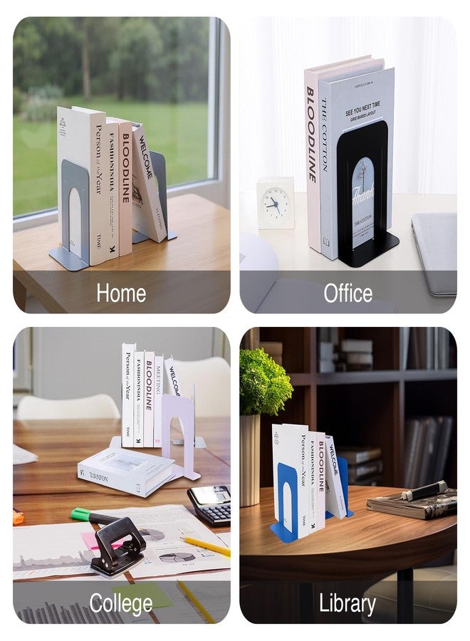 oddpod™ Peblo Decorative Arch Design Heavy-Duty Metal Bookends/Non-Slip Base U-Shaped Book Holder for Office, Home, Living Room, School & Library - Powder Blue - Image 5