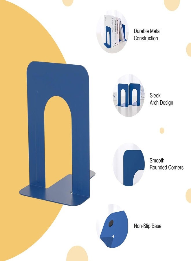 oddpod™ Peblo Decorative Arch Design Heavy-Duty Metal Bookends/Non-Slip Base U-Shaped Book Holder for Office, Home, Living Room, School & Library - Powder Blue - Image 4