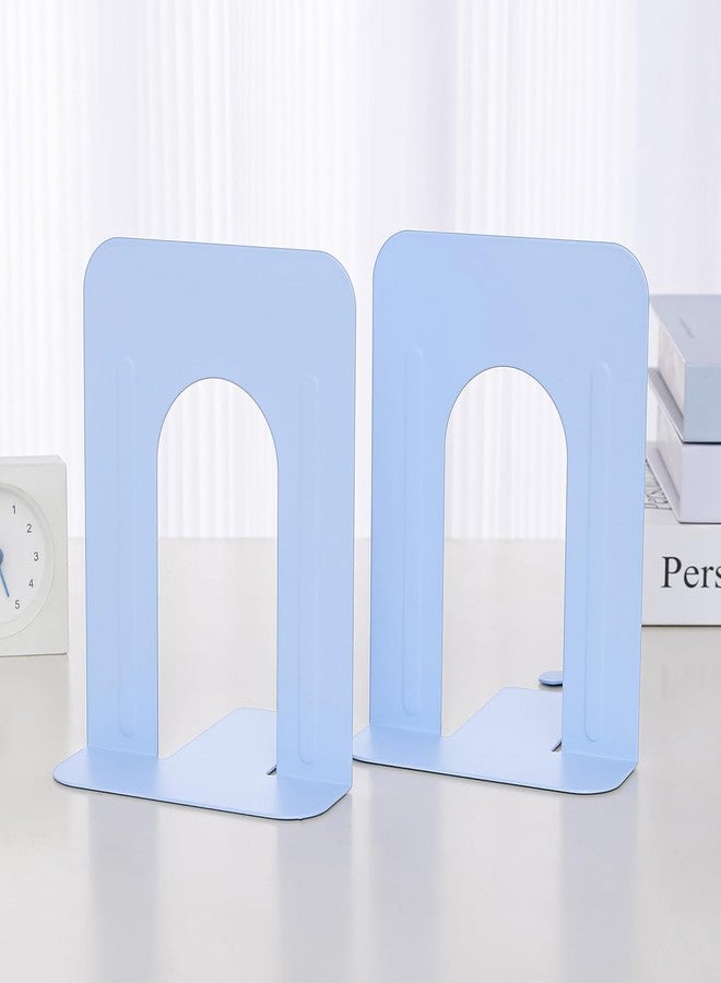 oddpod™ Peblo Decorative Arch Design Heavy-Duty Metal Bookends/Non-Slip Base U-Shaped Book Holder for Office, Home, Living Room, School & Library - Powder Blue - Image 1