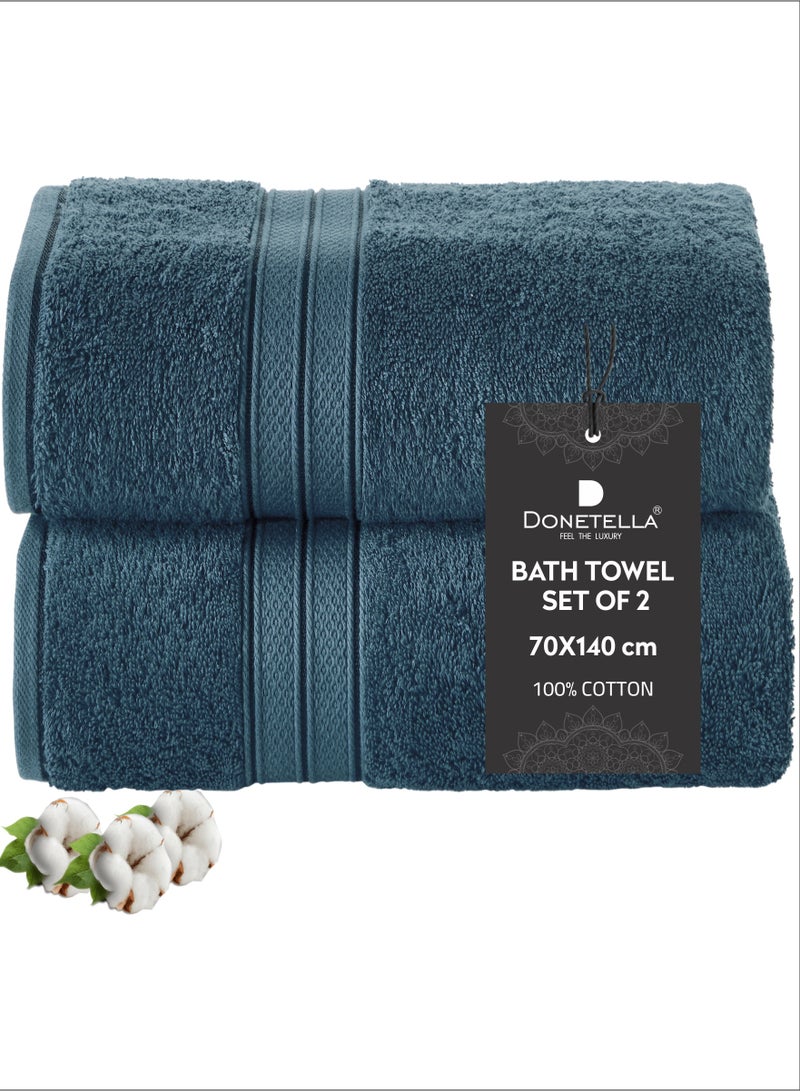 دوناتيلا مجموعة مناشف حمام من القطن الممشط بنسبة 100%، قطعتين (70*140 سم)، منشفة كبيرة 600 جرام لكل متر مربع، عالية الامتصاص، سريعة الجفاف، أفضل منشفة للحمام والمنتجعات الصحية والفنادق. - Image 1